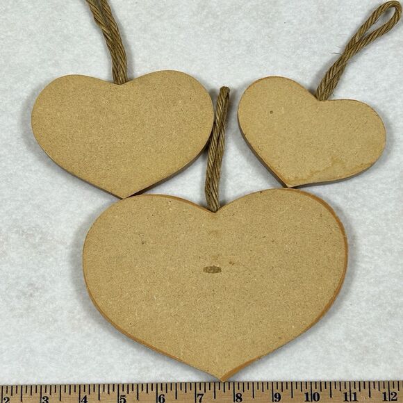 Vtg Wooden Heart Plaques "Bless Our Home" Rope Hanging Country Decor Cottagecore - Picture 4 of 9